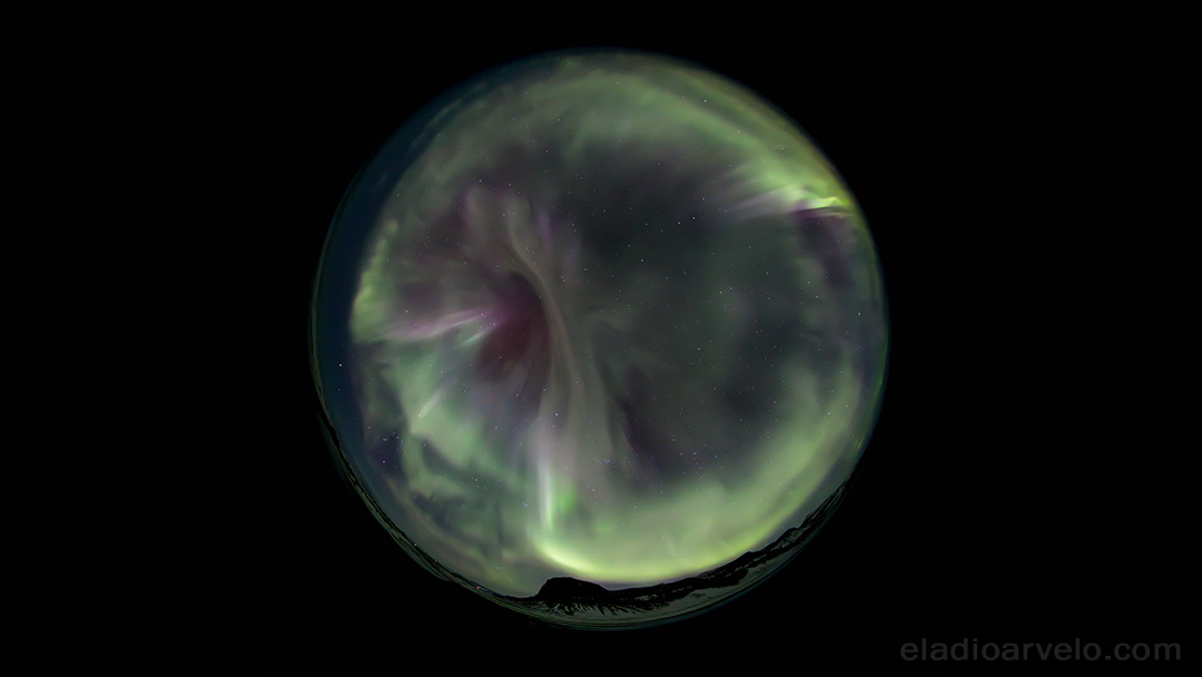 Sphere shot of Northern Lights.